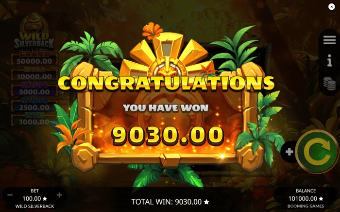 Wild Silverback - câștigul total final pentru runda de rotiri gratuite